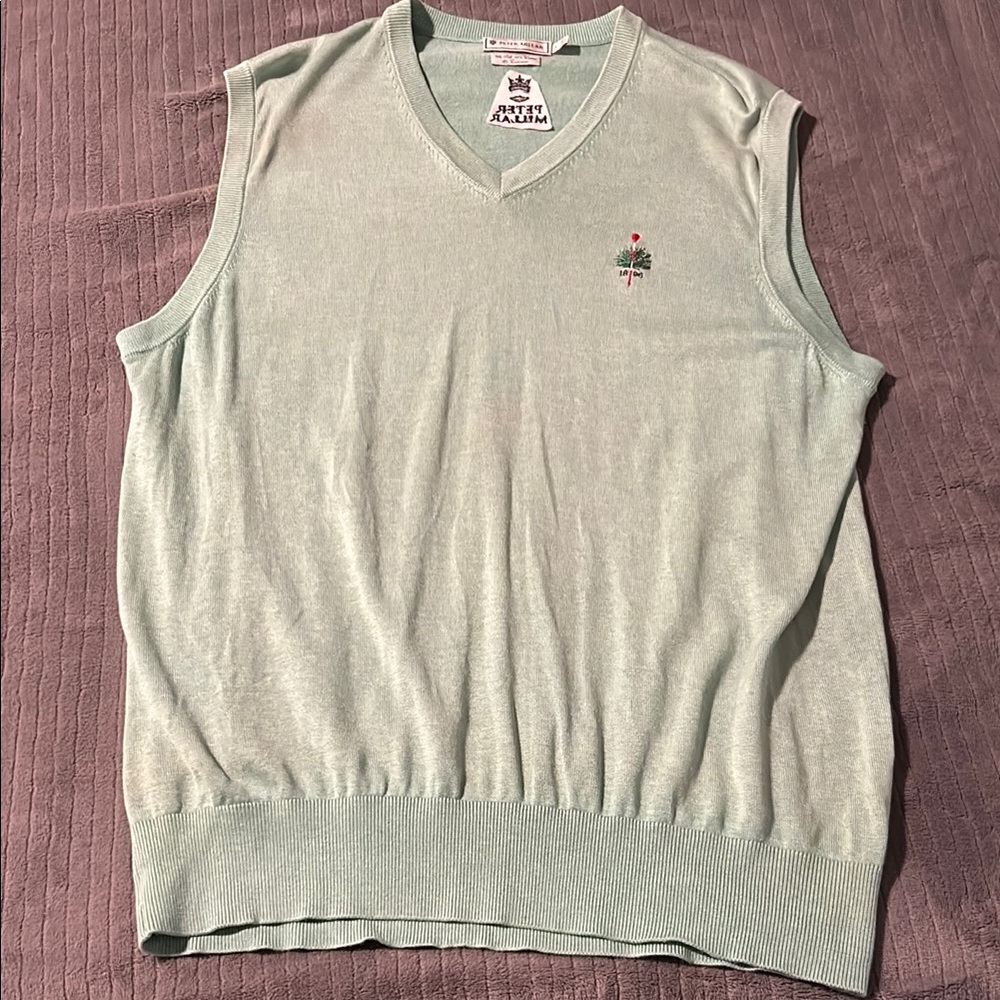 Men's Light Green Sleeveless Golf Sweater